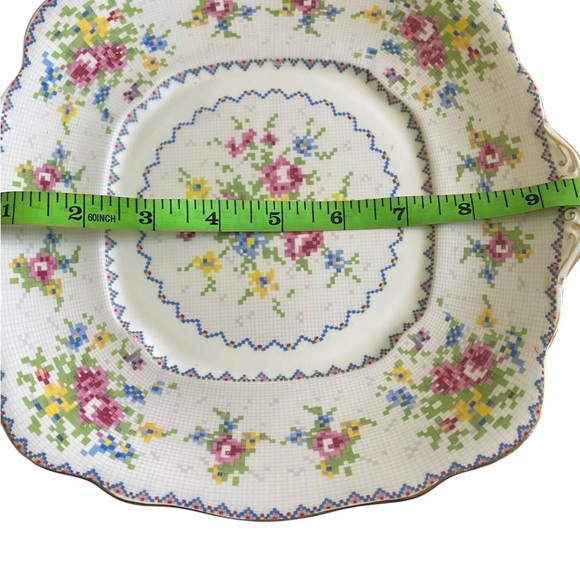 Royal Albert Petit Point Floral Square Salad Plate Crafted In England 9.5” - Picture 12 of 12